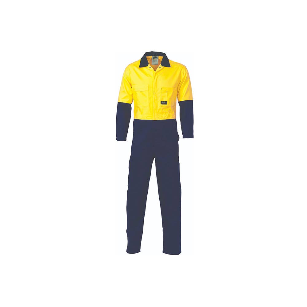 Coveralls 87R Yellow/Navy 311gsm Cotton Drill Hi Vis Gusset Sleeve 79904287 3851-Y/N-87R