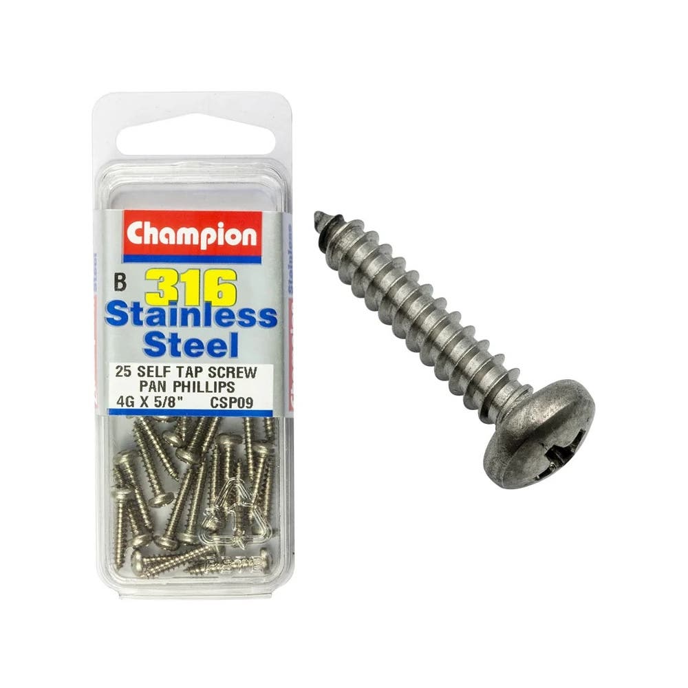 Screw Pan Head Self Tapping Stainless Steel 4G x 5/8'' Blister Pack_60039764_CSP09