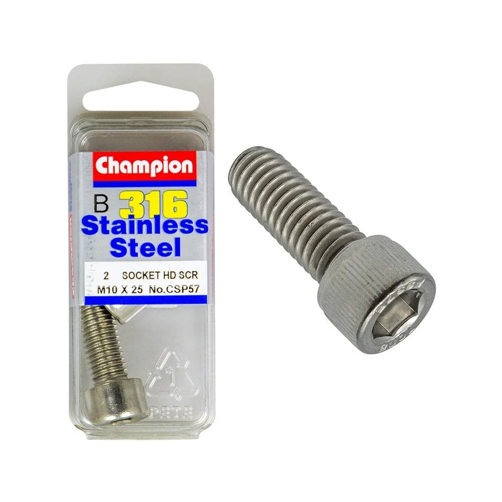 Screw Socket Head Stainless Steel 10 x 25mm Blister Pack_60039812_CSP57