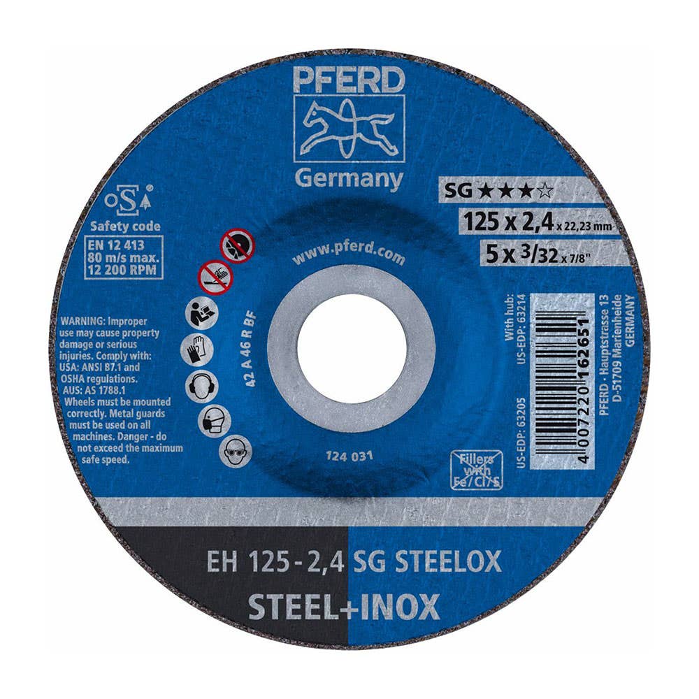 Wheel Cut Off Metal 125 x 2.4 x 22mm Raised Hub EH125 2.0 A46 SG Inox 924002 61341222