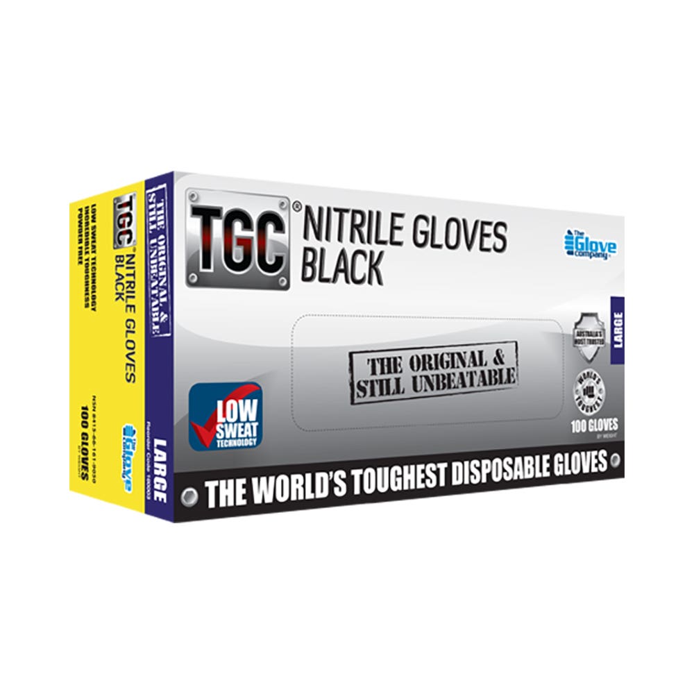 16000 TGC® Heavy Duty Nitrile Disposable Gloves Black TGC16000