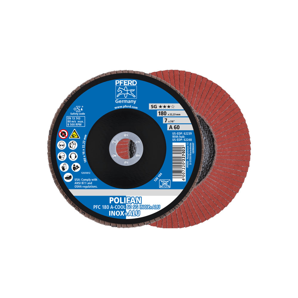 POLIFAN flap disc PFC 180x22.23 mm conical A-COOL 60 SG INOX+ALU_40108568_67756185
