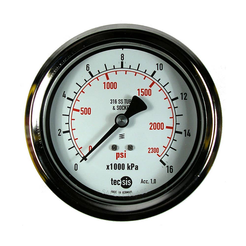 Heavy Duty Stainless Steel Pressure Gauge Rear Connection Fillable 0-1,000kPa/145psi 99768197 P2329L575006