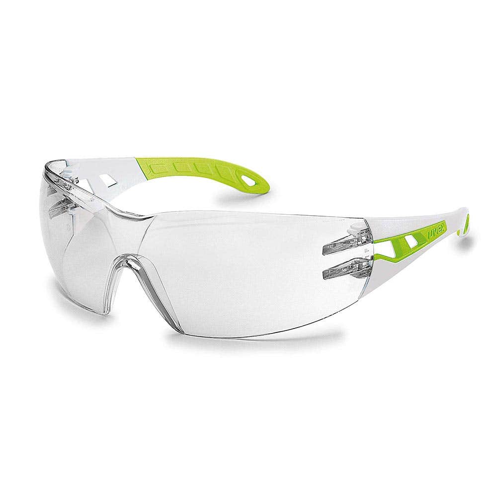 uvex Pheos AS & AF Safety Glasses Clear Lens White/Lime Frame Small Fit 124661 9192-200