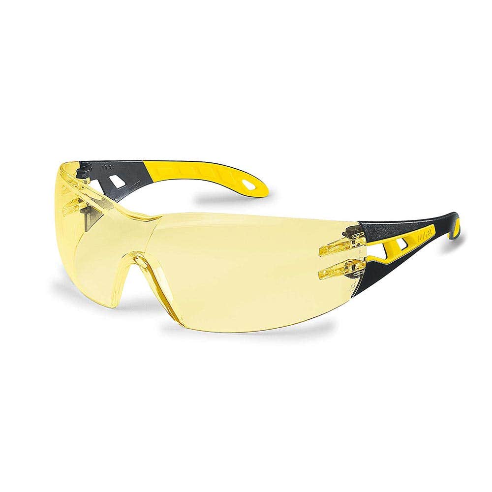 uvex Pheos AS & AF Safety Glasses Amber Lens Black/Yellow Frame 30000207 9192-306