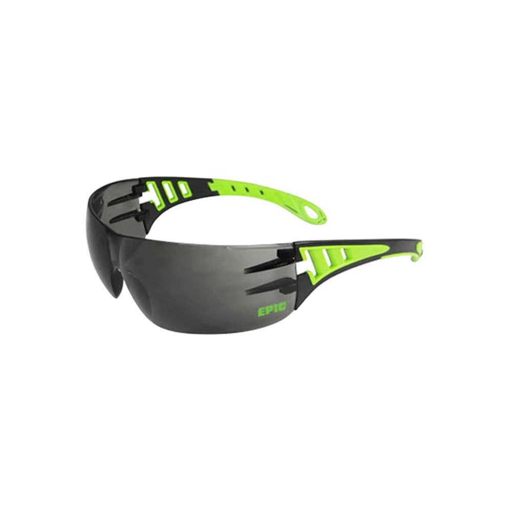 AS/AF/HC Safety Glasses Smoke Lens Green/Black Arms 499301 SGE522