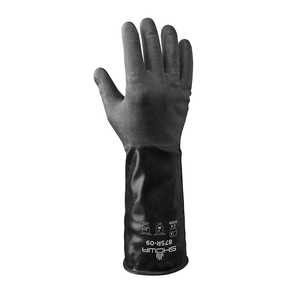875R Chemical Resistant Gloves Rubber Butyl Coated 350mm SHOWA875R