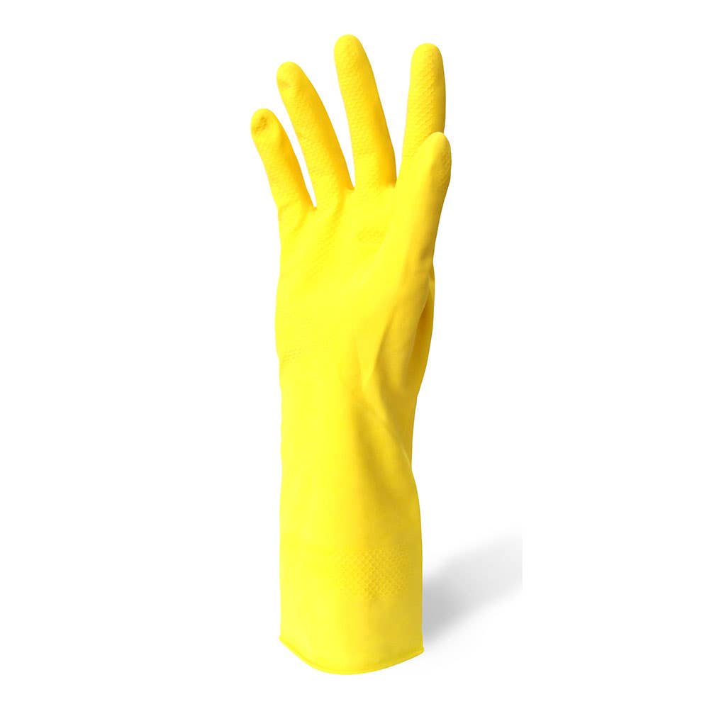Gloves Rubber Latex Flock Lined Yellow Large_55040440_GRYL