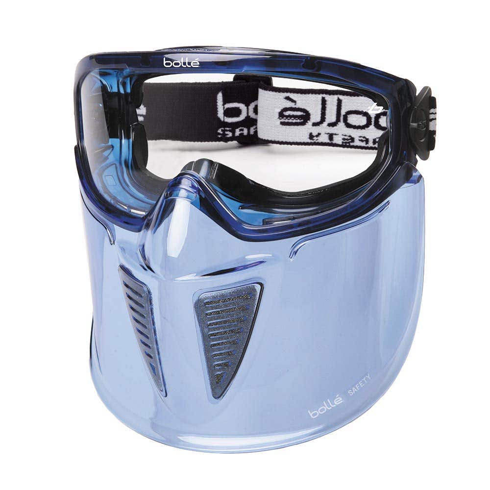 Blast Safety Goggles With Foam Lining & Face Guard Clear Lens Blue Frame_30000599_1669203_NLA