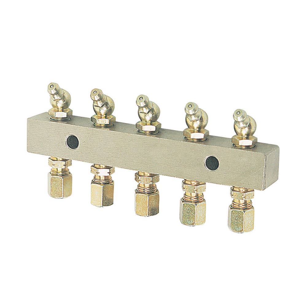 Grease Nipples & Header Block Kit 5 Outlet 6mm Fitting 6135 Alemlube 90480038 6135
