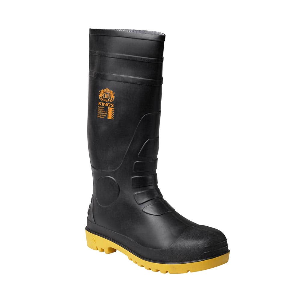 10-100 PVC Gumboots Steel Toe Nitrile Sole Black/Yellow Hutch HUT10100