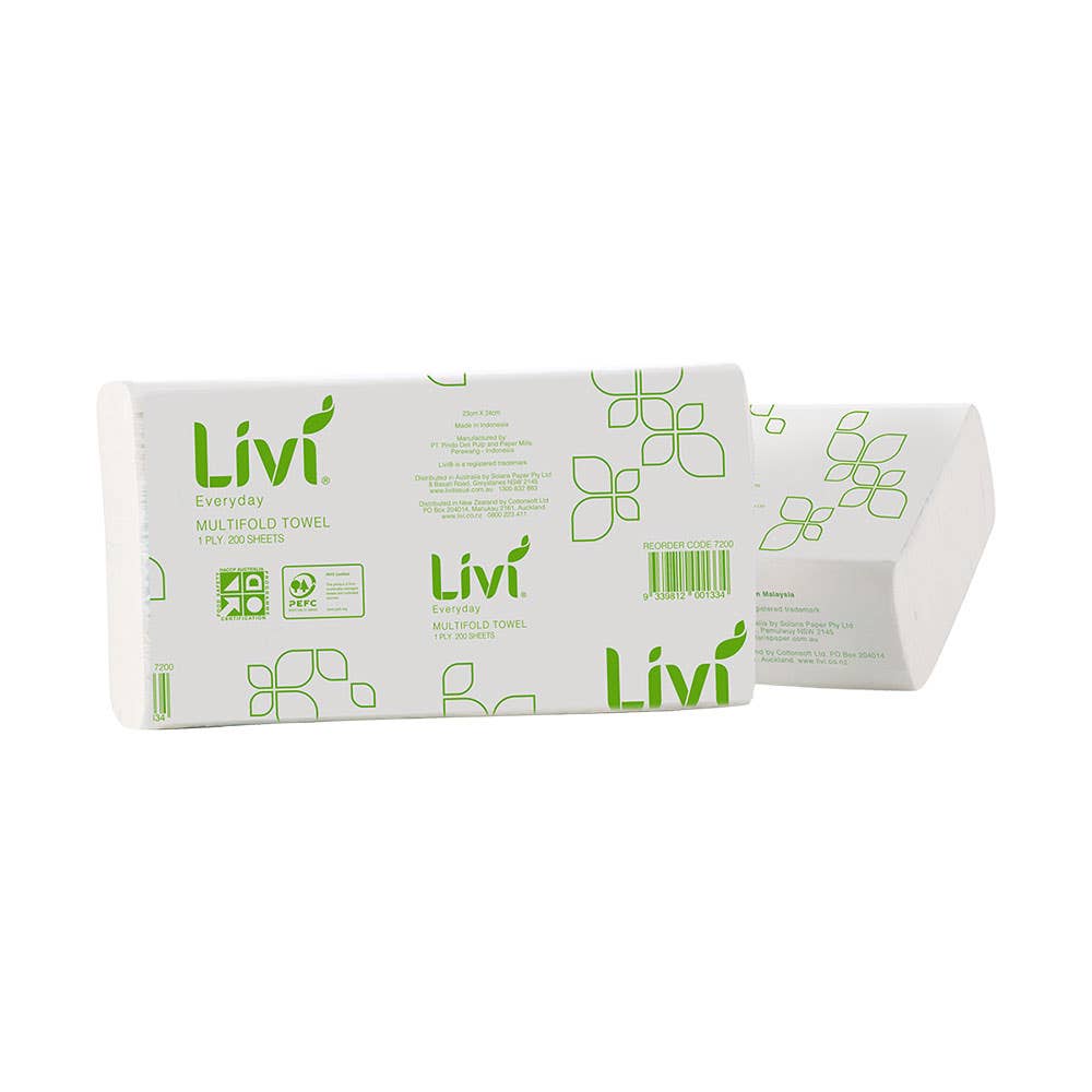 7200 Everyday Multifold Hand Towel 1 Ply 200 Sheets 20 Pack 288228 46016