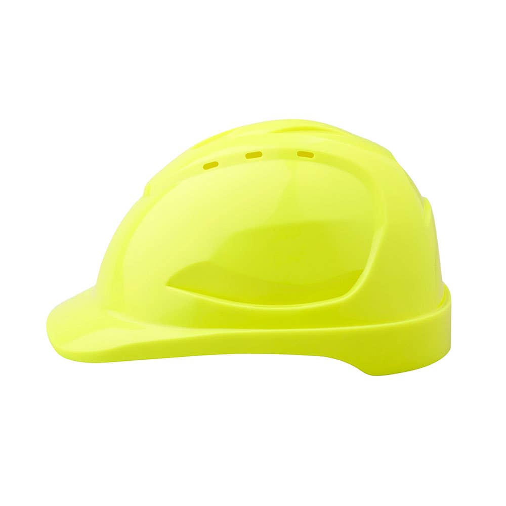 Hard Hat Vented Angled Peak 6 Point Fluoro Yellow ProChoice 31040007 HHV9-FY
