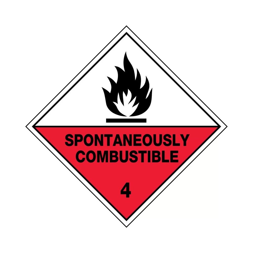 Sign SPONTANEOUSLY COMBUSTIBLE 4 270 X 270 Metal Diamond_313844_HLTM104.2M