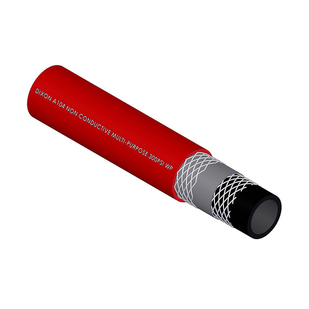 20MM Red Rubber Multi-Purpose Non-Conductive Hose (A104) 300 PSI 100m Coil 508619 A104020100