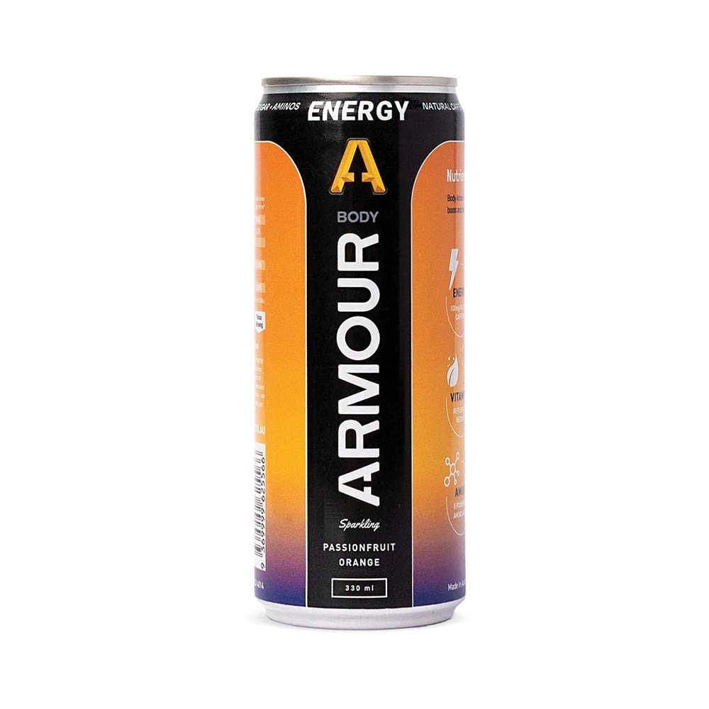 Energy+ Zero Sugar Cans - Passionfruit + Orange 330ml Body Armour 599990 BACN330E.POR