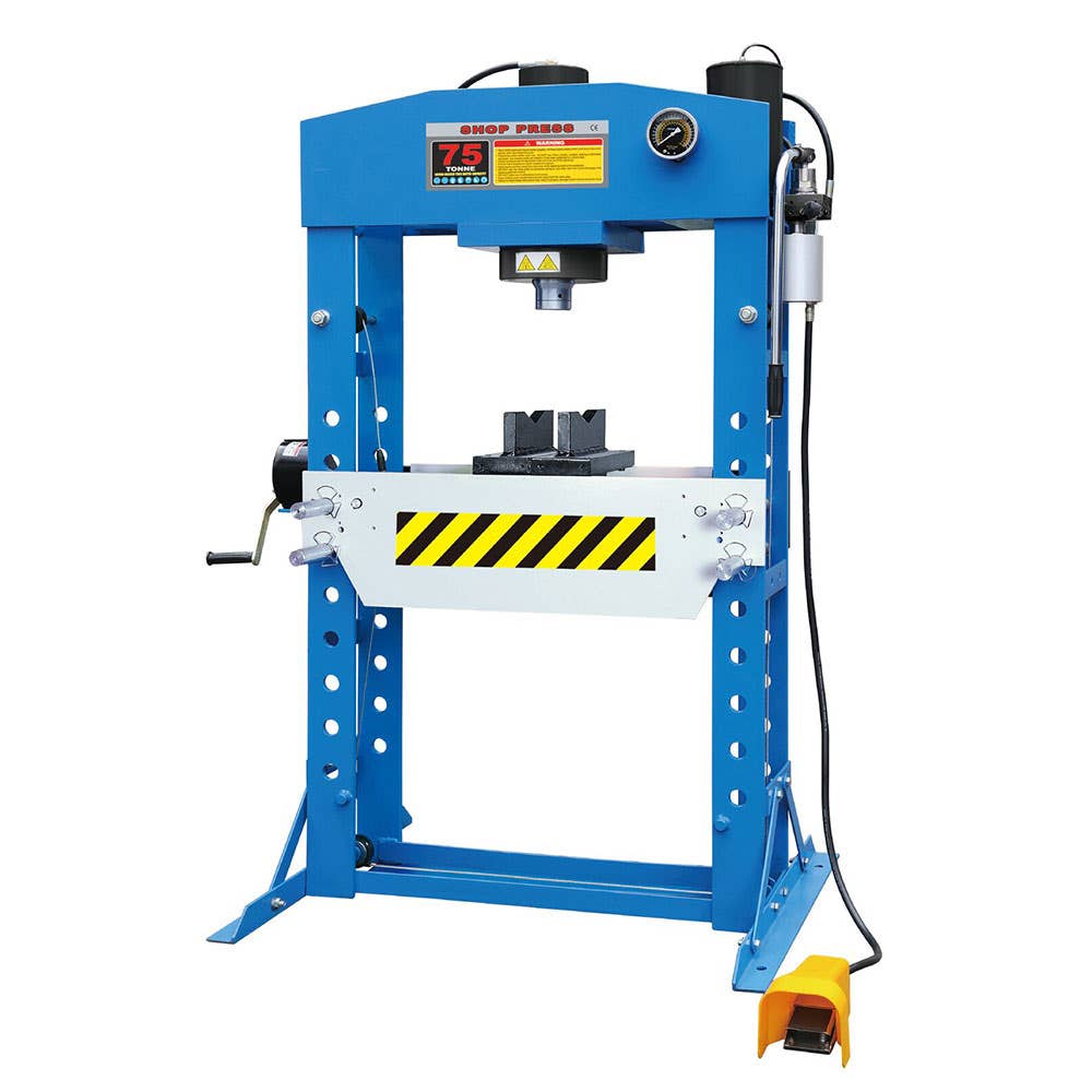 Adjustable Hydraulic Press With Foot Pedal & Safety Guard 75t 77060070 HP75TP