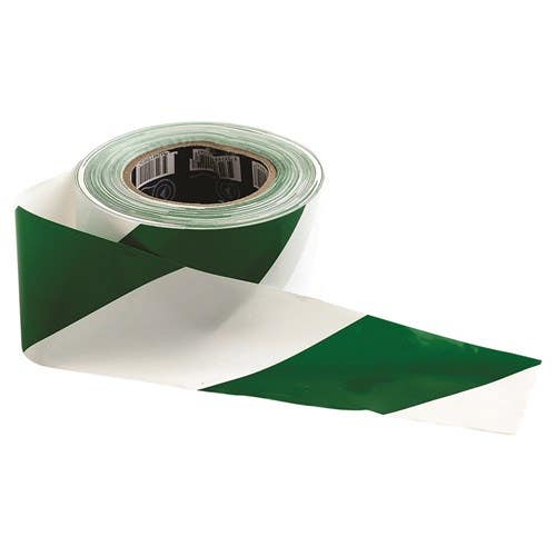 Tape Barricade Green/White 75mm x 100m 179947 GW10075