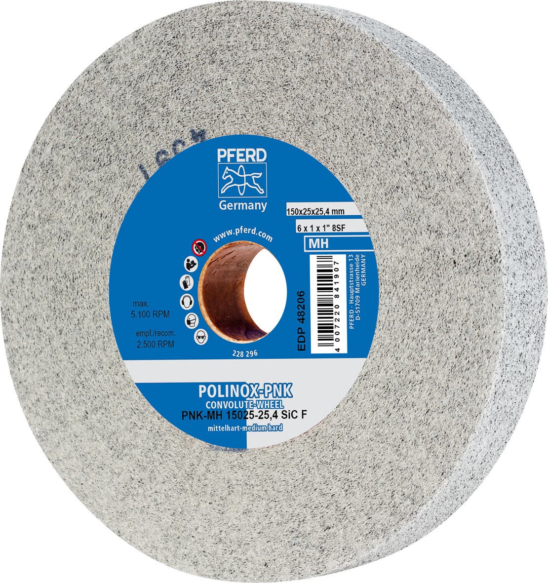 Wheel Grinding Polinox Convolute Medium Hard 150 X 25mm Pferd 40070781 47802643