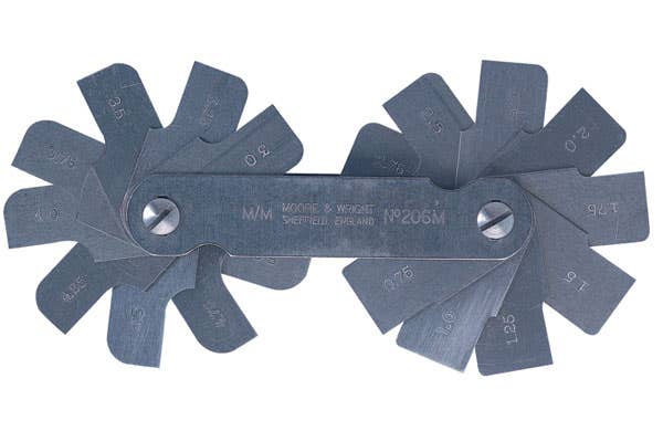 Gauge Radius Meric 0.25mm Increments 0.75-5mm Moore + Wright 3035060 MW-206M