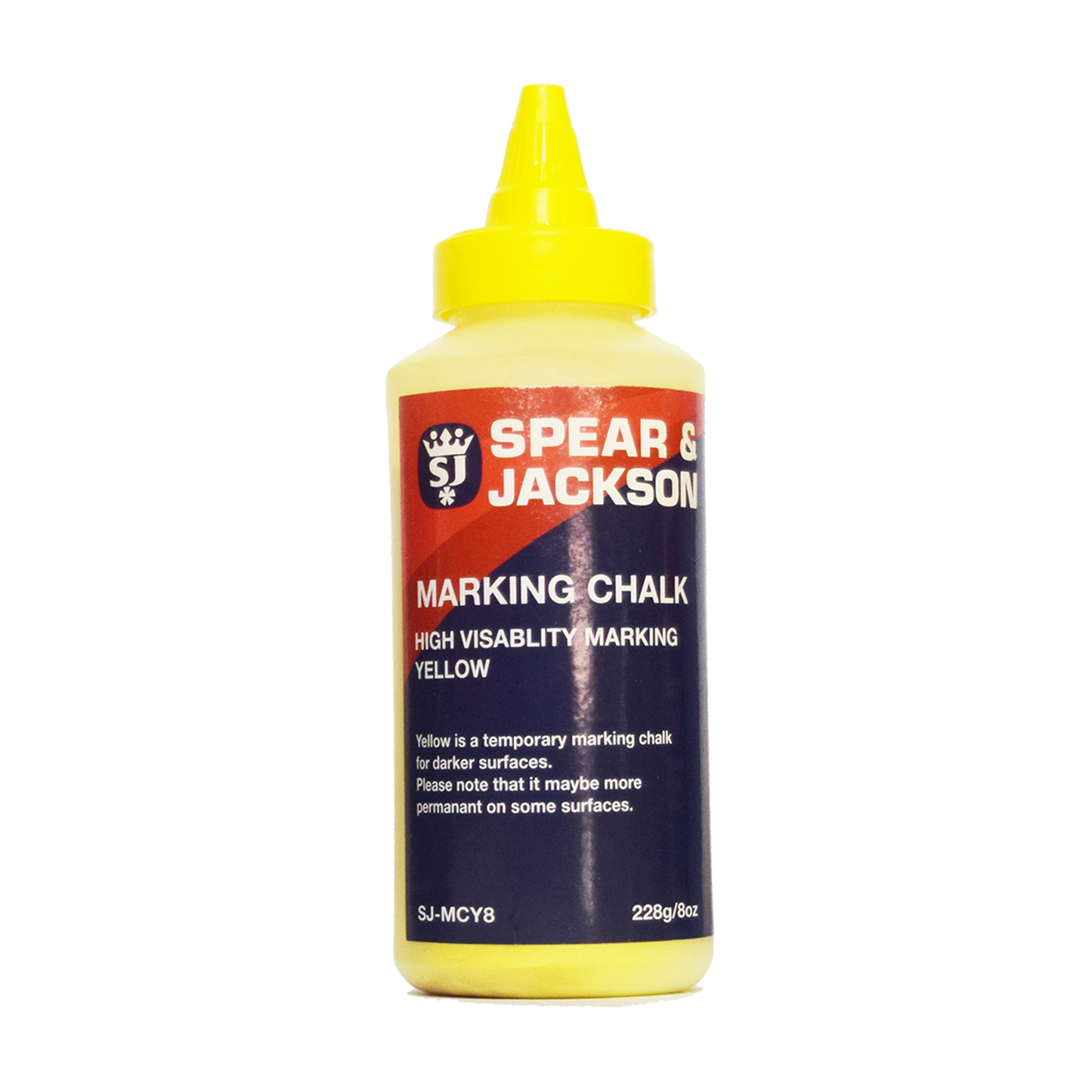 Marking Chalk Powder Hi Vis Temporary Yellow 228g 8oz Spear & Jackson 35001379 SJ-MCY8