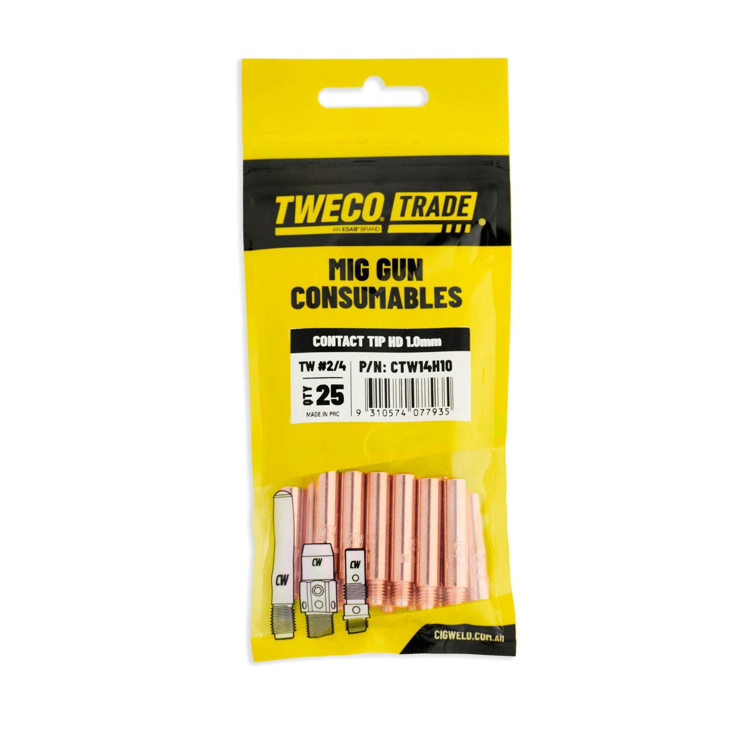 Contact Tip HD 1.0mm TW2/4 Pack 25 37100368 CTW14H10