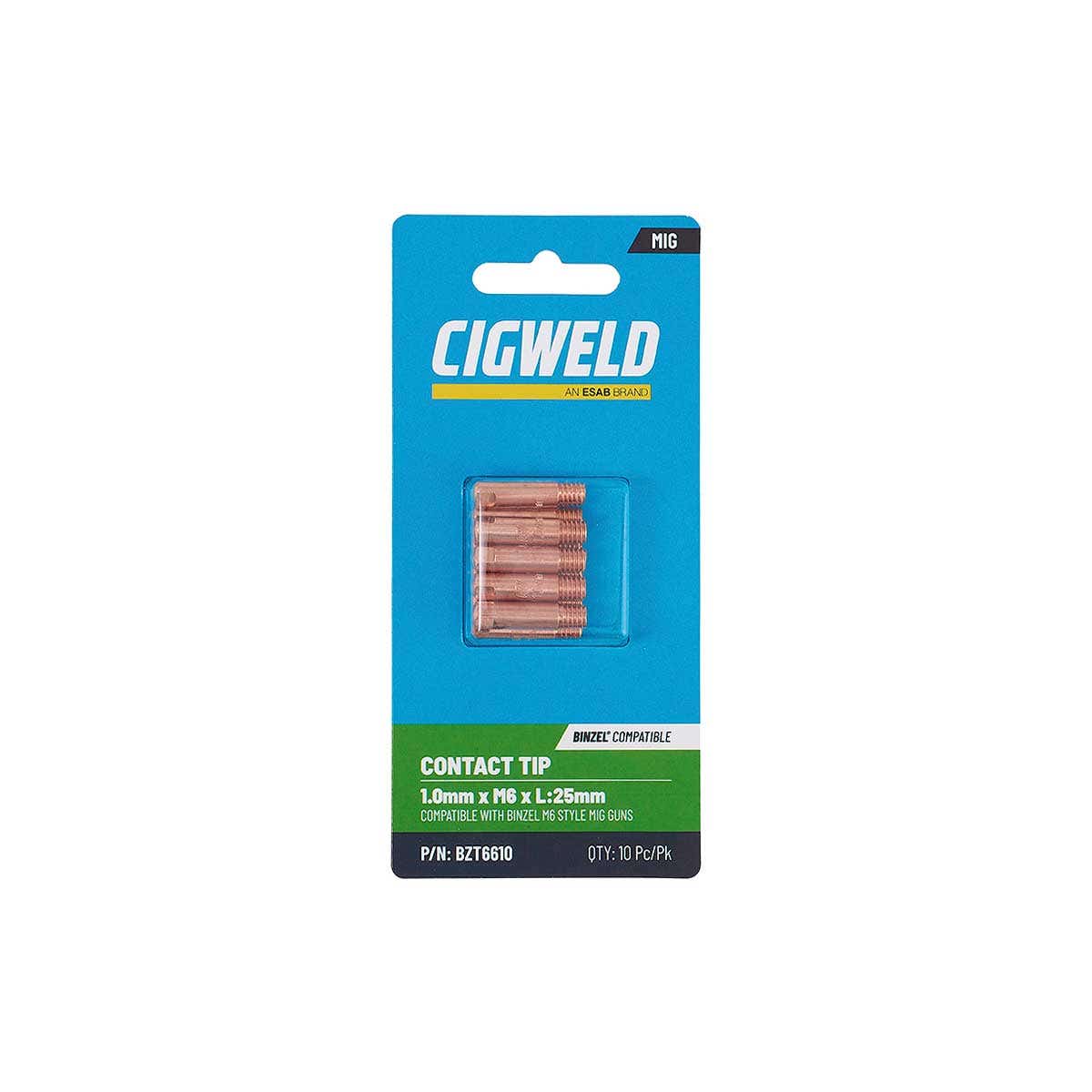 BZL Contact Tip 1.0mm M6 L: 25mm Pack 10 37100394 BZT6610