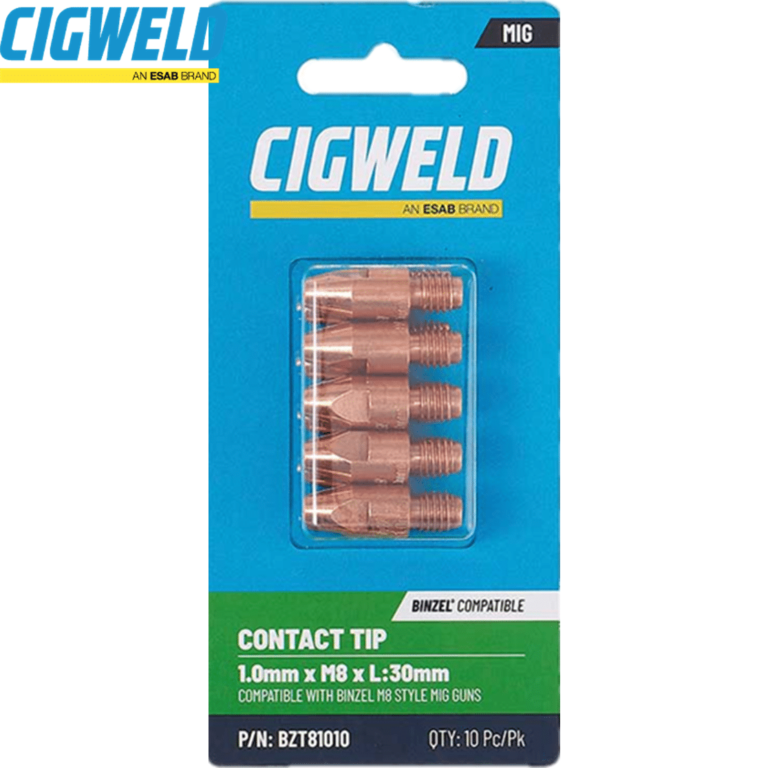 BZL Contact Tip 1.6mm M8 L: 30mm Pack 10 Old Part # WS1400587/R 37100408 BZT81016