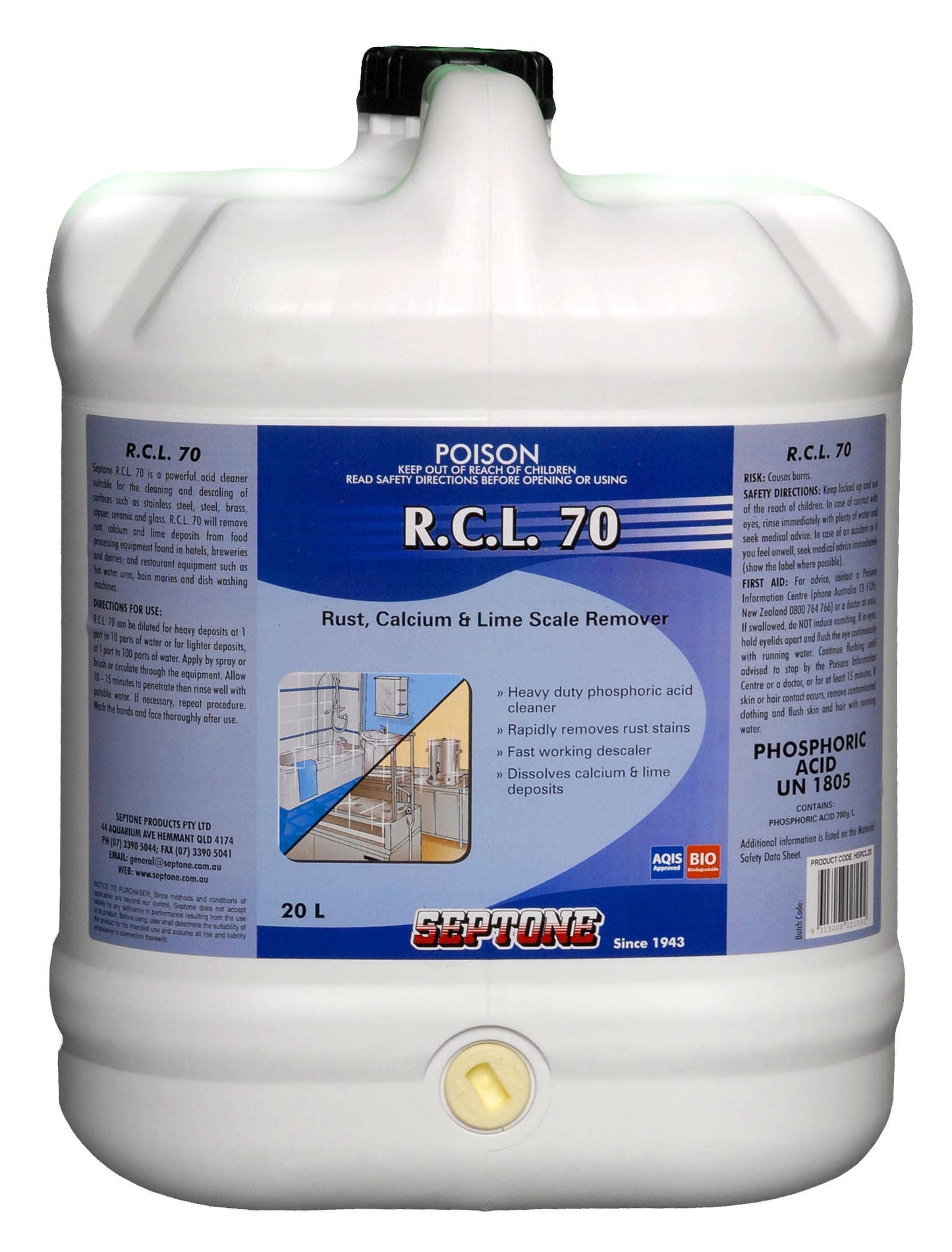 Cleaner Acid R.C.L. 70 20L Septone 287905 HSRCL20