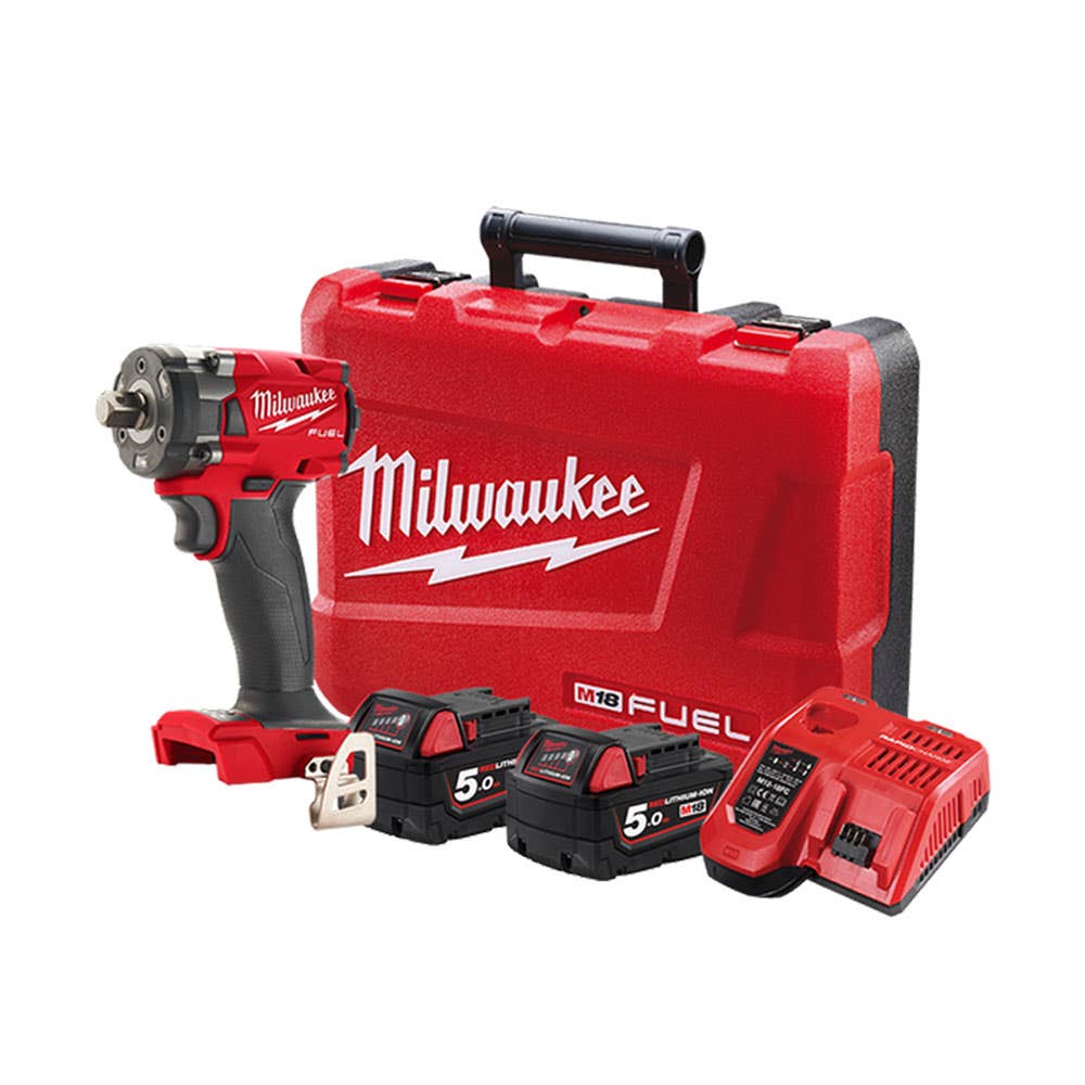 Wrench Compact Impact 1/2'' Milwaukee 18V Fuel Pin Detent Kit 2x5.0ah Charg 493983 M18FIW2P12-502C