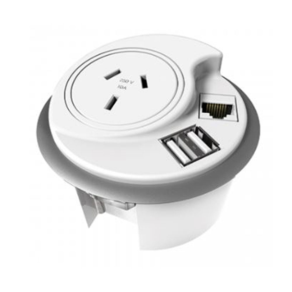 Rapid Indesk Module 1 Gpo + 2 Usb + Jack White_1046424_SWHDP KIT WH
