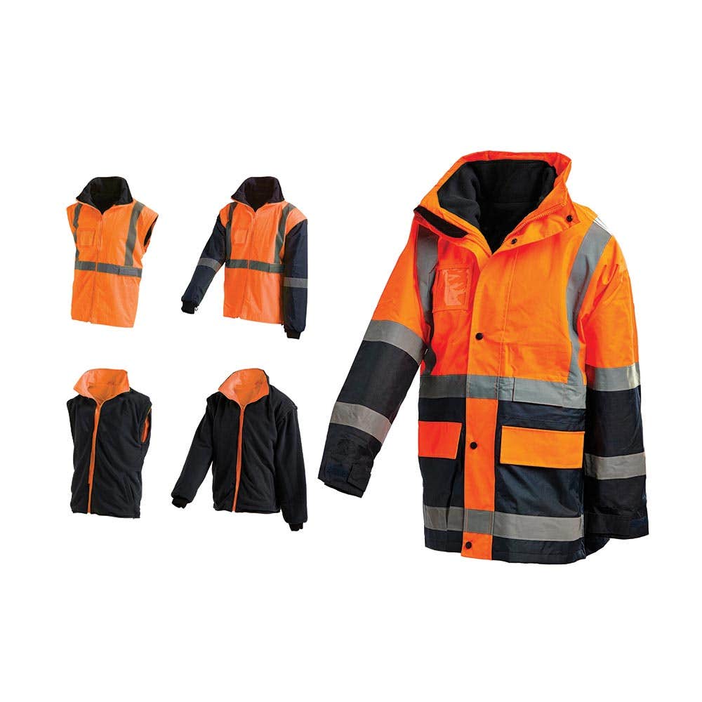 Jacket Wet Weather Hi Vis 5-In-1 3M Tape Orange/Navy 2XL 3004 60016123 3004ON2XL