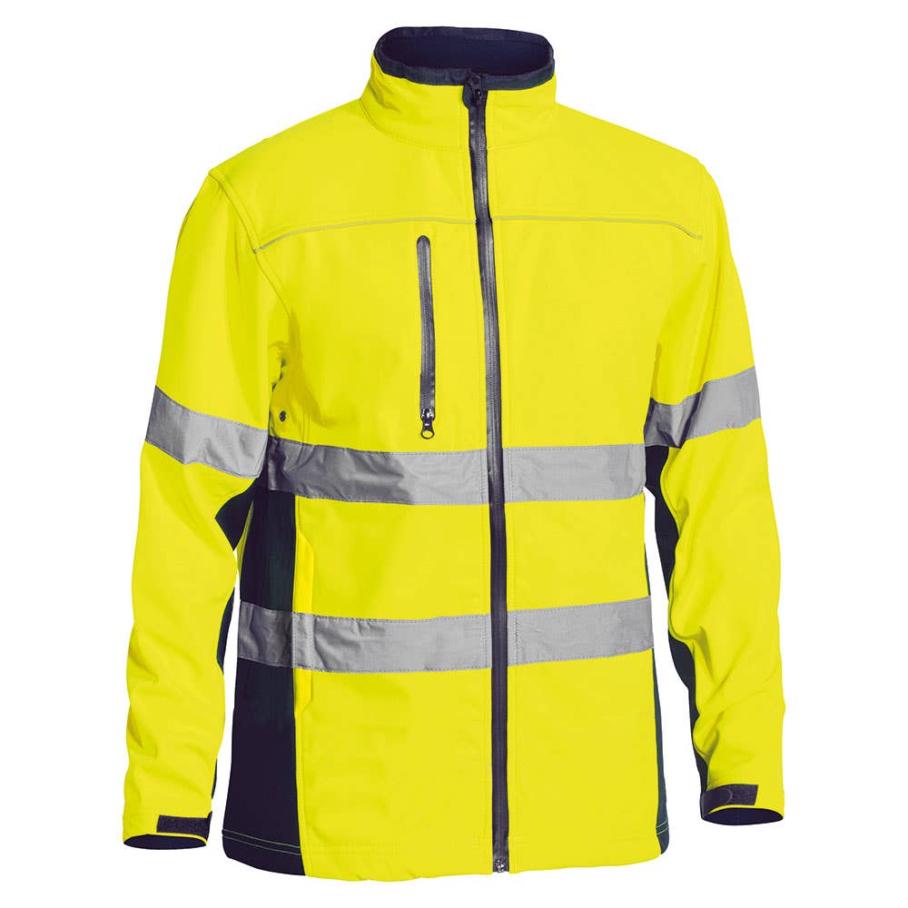 BJ6059T Hi-Vis Taped Soft Shell Jacket 310gsm Yellow/Navy 2XL_235581_BJ6059T_TT012XL