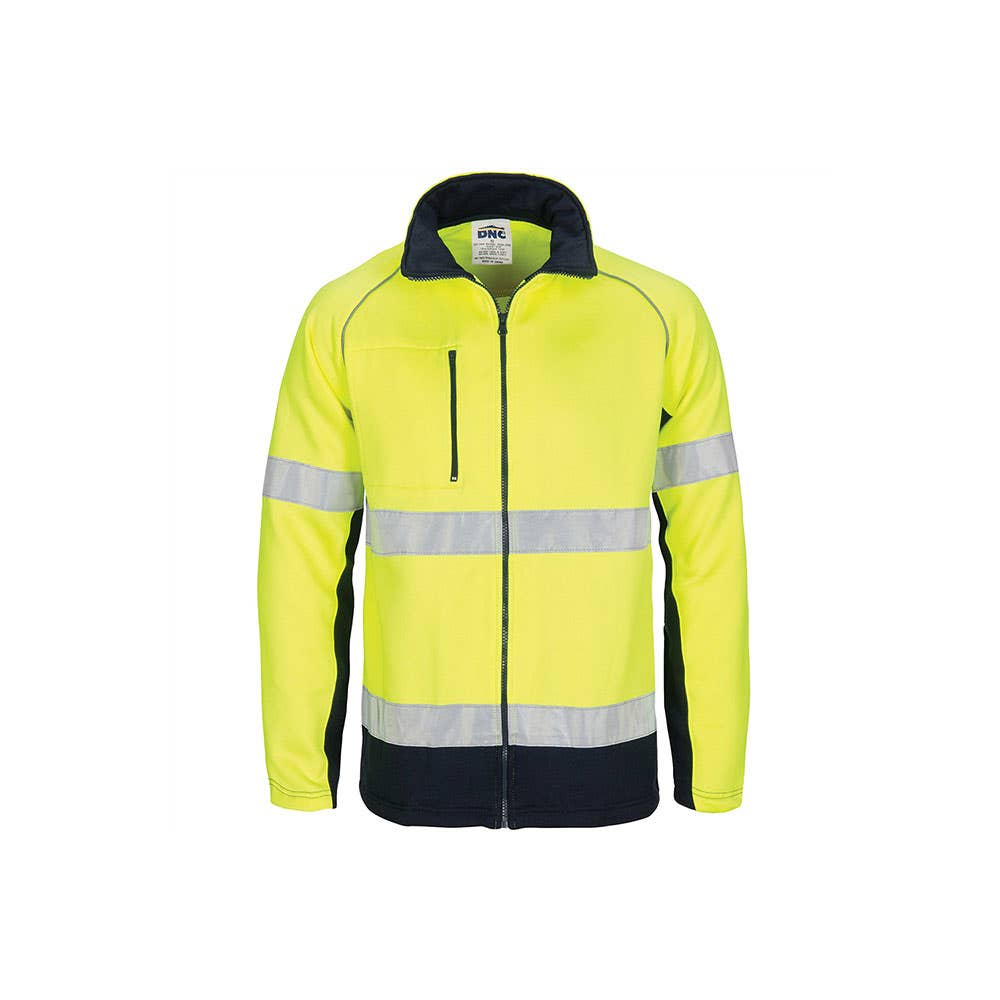 Hi Vis Full Zip Fleecy Sweat W/Tape-Yellow/Navy-M 36016238 3726-Y/N-M