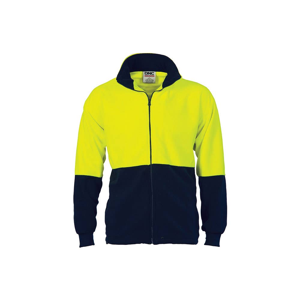 Jumper 2XL Yellow/Navy 300gsm Poly Polar Fleece Hi Vis Full Zip_199063_3827-Y/N-2XL