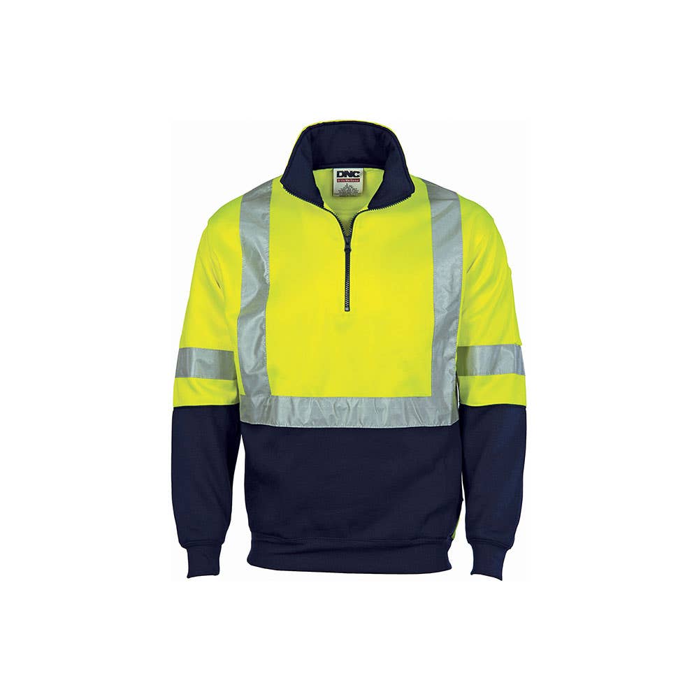 Jumper 3XL Yellow/Navy 300gsm Poly Polar Fleece 3M Tape Hi Vis 1/2 Zip 401724 401724 3929-Y/N-3XL