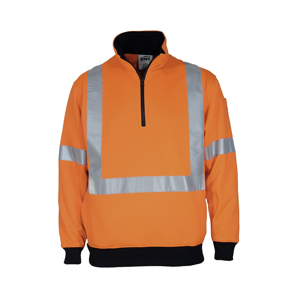 Hi-vis 1/2 Zip Cotton Jumper Orange X-back Taped Large DNC 3952_572404_3952-O-L