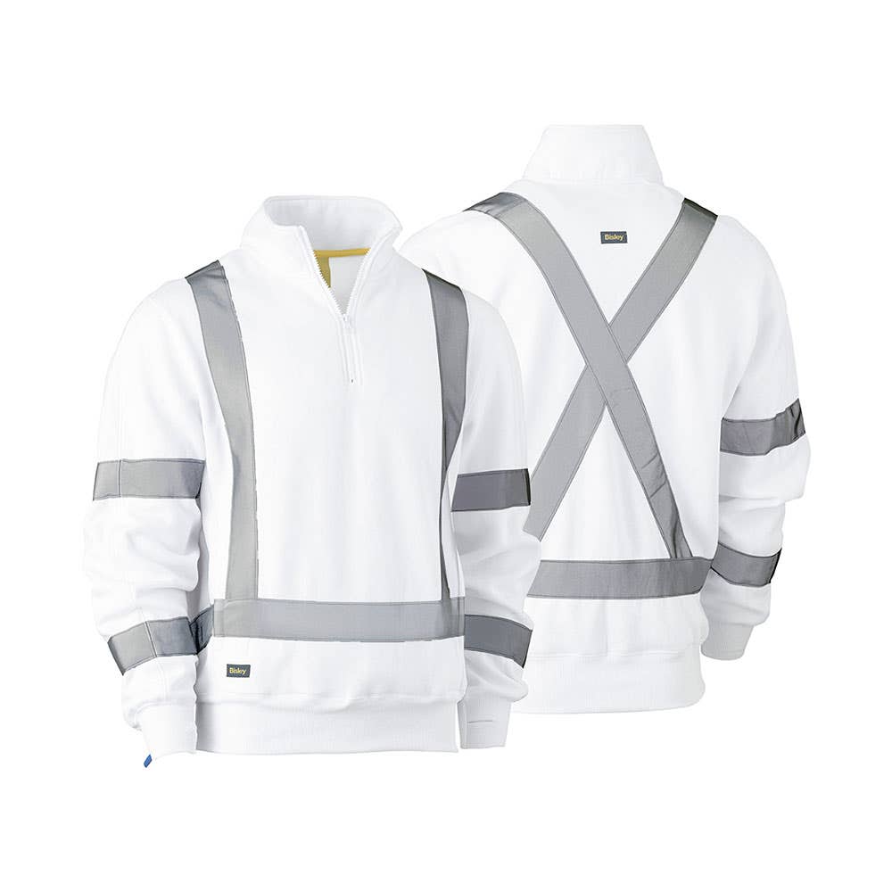 BK6321XT Hi-Vis Taped 1/4 Zip Jumper White 300gsm BK6321XT
