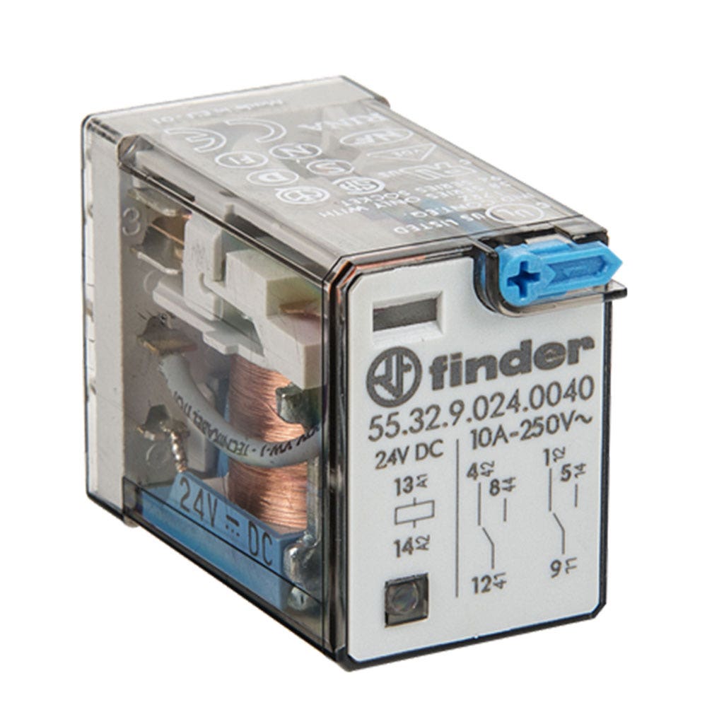Miniature General Purpose Relay 10A 2CO 24VDC Coil With PB & LED & MI 40018034 5532007424VDC