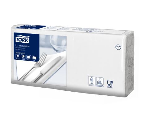 Tork Luncheon Napkin Edge Emboss Quarterfold 2 Ply 32 X 32cm White Pack 200_1037199_477149