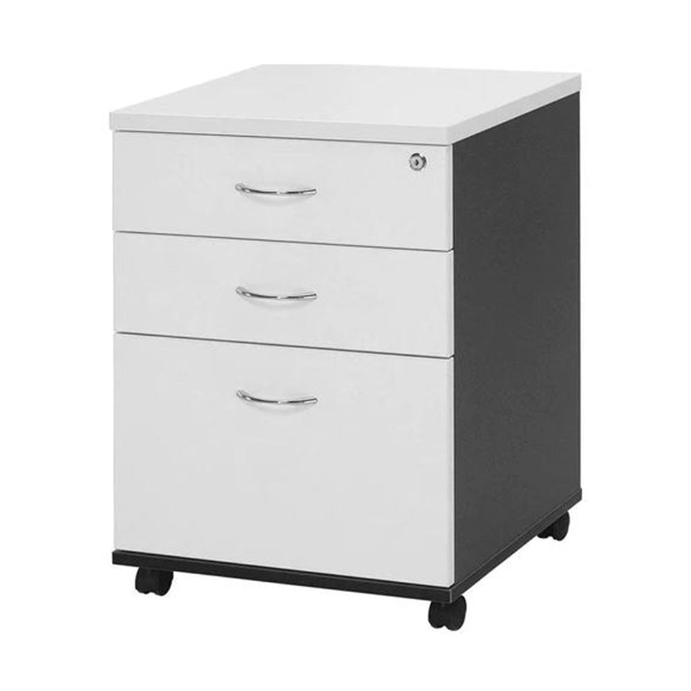 Mobile Pedestal 2 Drawer 1 File Lockable White And Ironstone_1056250_MP WI