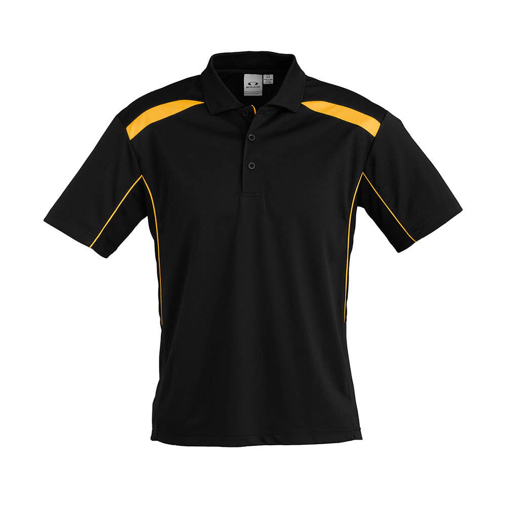 Biz Cool United Polyester Polo Shirt Black/Gold L_267870_P244MS-BLK/GLD-L