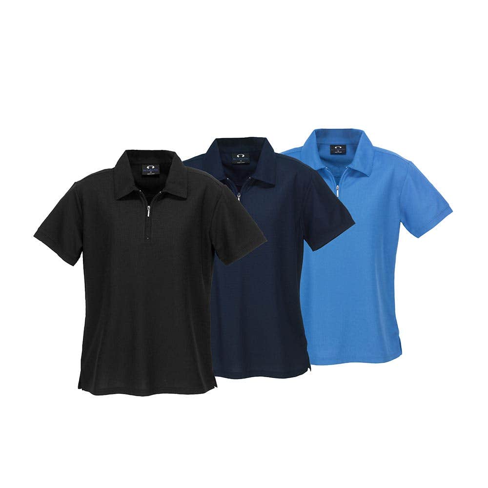 P3325 Women's Short Sleeve Micro Waffle Polo Shirt Zip-Up 170gsm BIZP3325