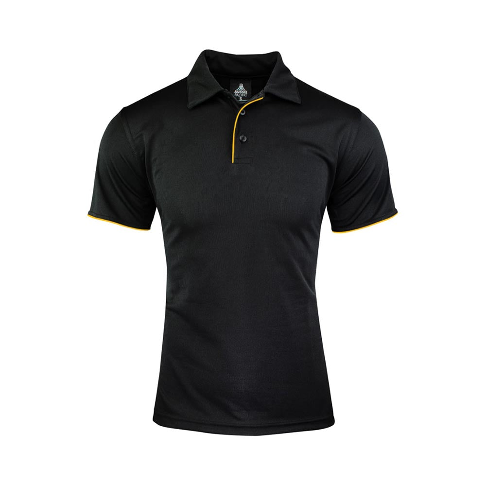 Shirt Polo S/S Driwear Poly 160gsm Yarra Black/gold 2XL_530240_1302-BLK/GLD-2XL