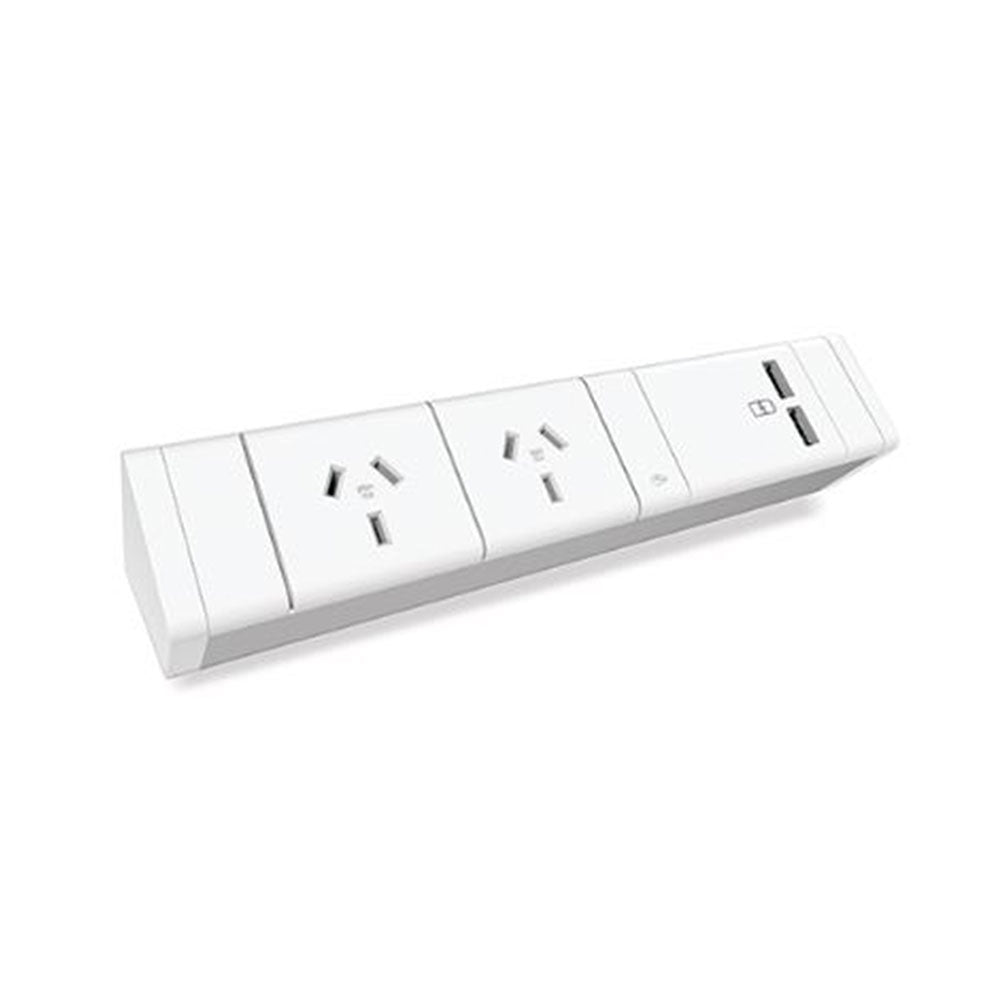 Rapid Power Rail 2 Gpo + 2 Usb White_1046429_SWPR2G2USB WH