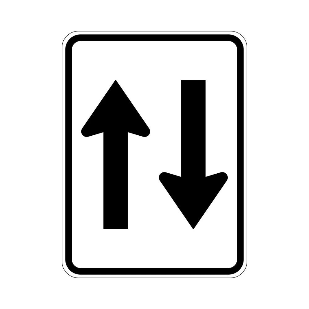 Traffic Sign TWO WAY TRAFFIC (arrows Up & Down Metal) 600 X 450mm_505169_R2-11AM