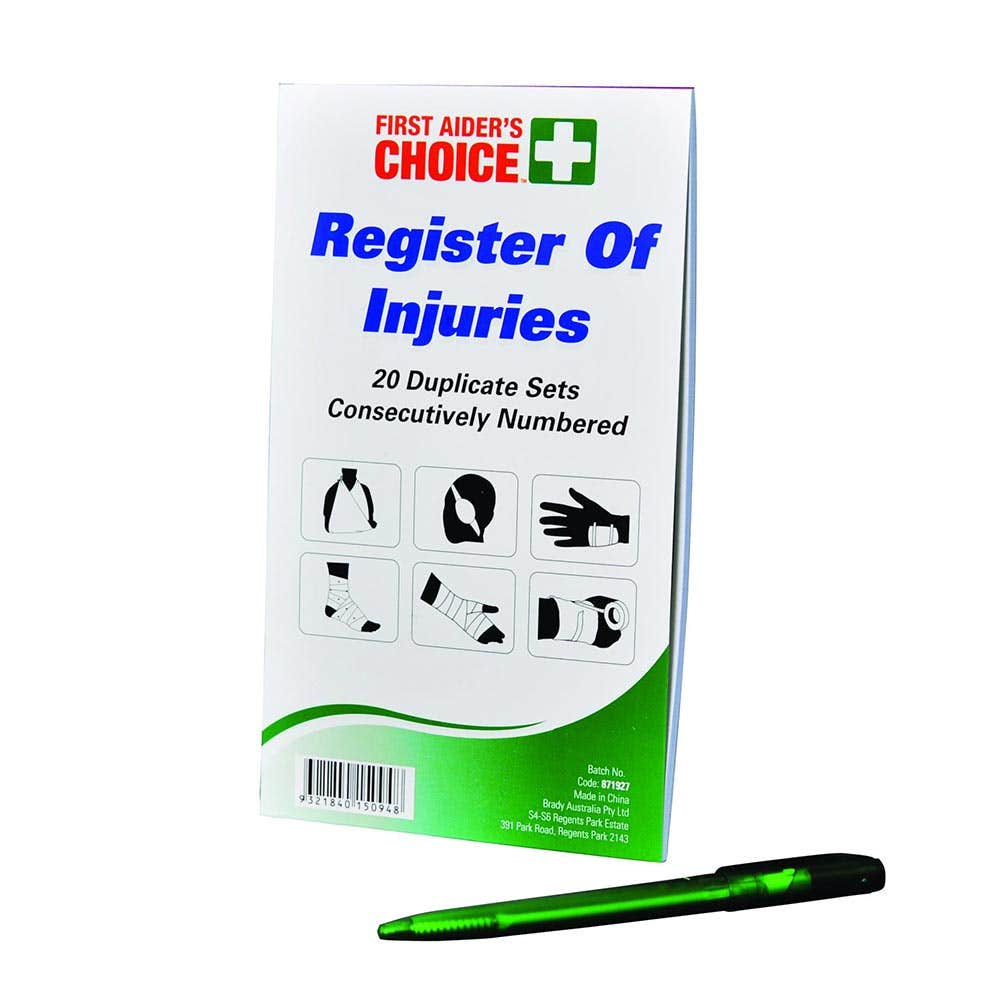 First Aid Injury Register Book+ Pencil 20 Page 90910315 856644