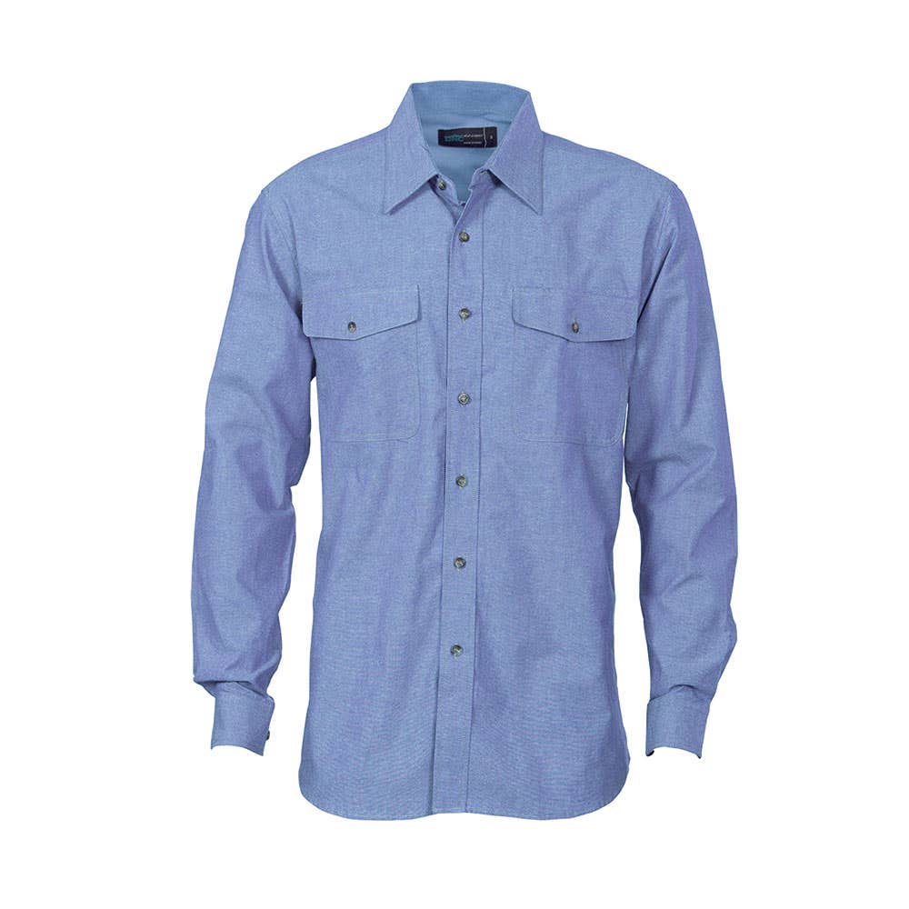 4104 Men's Cotton Chambray Long Sleeve Shirt 155gsm 4104