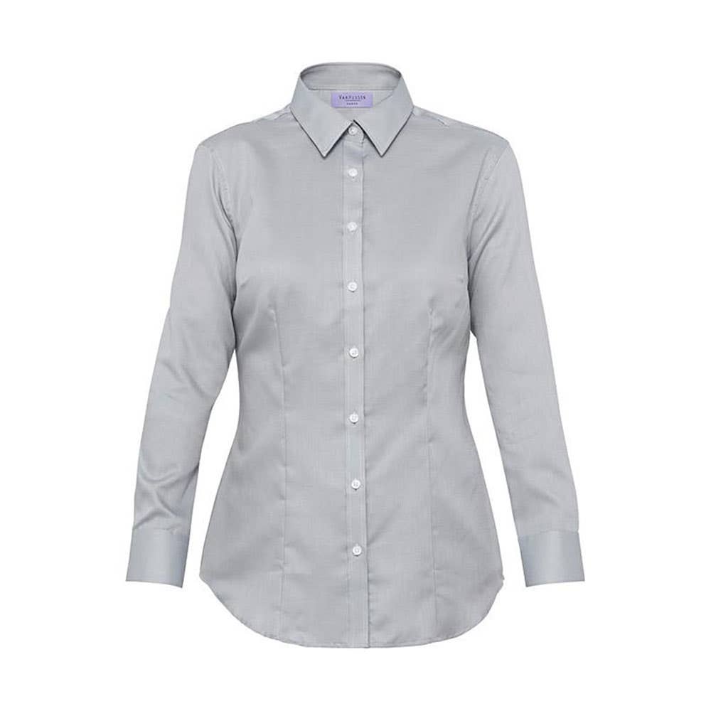Ladies Shirt C/P Nail Head L/S Silver - 12CD_36014914_AWL103-SIL-12CD
