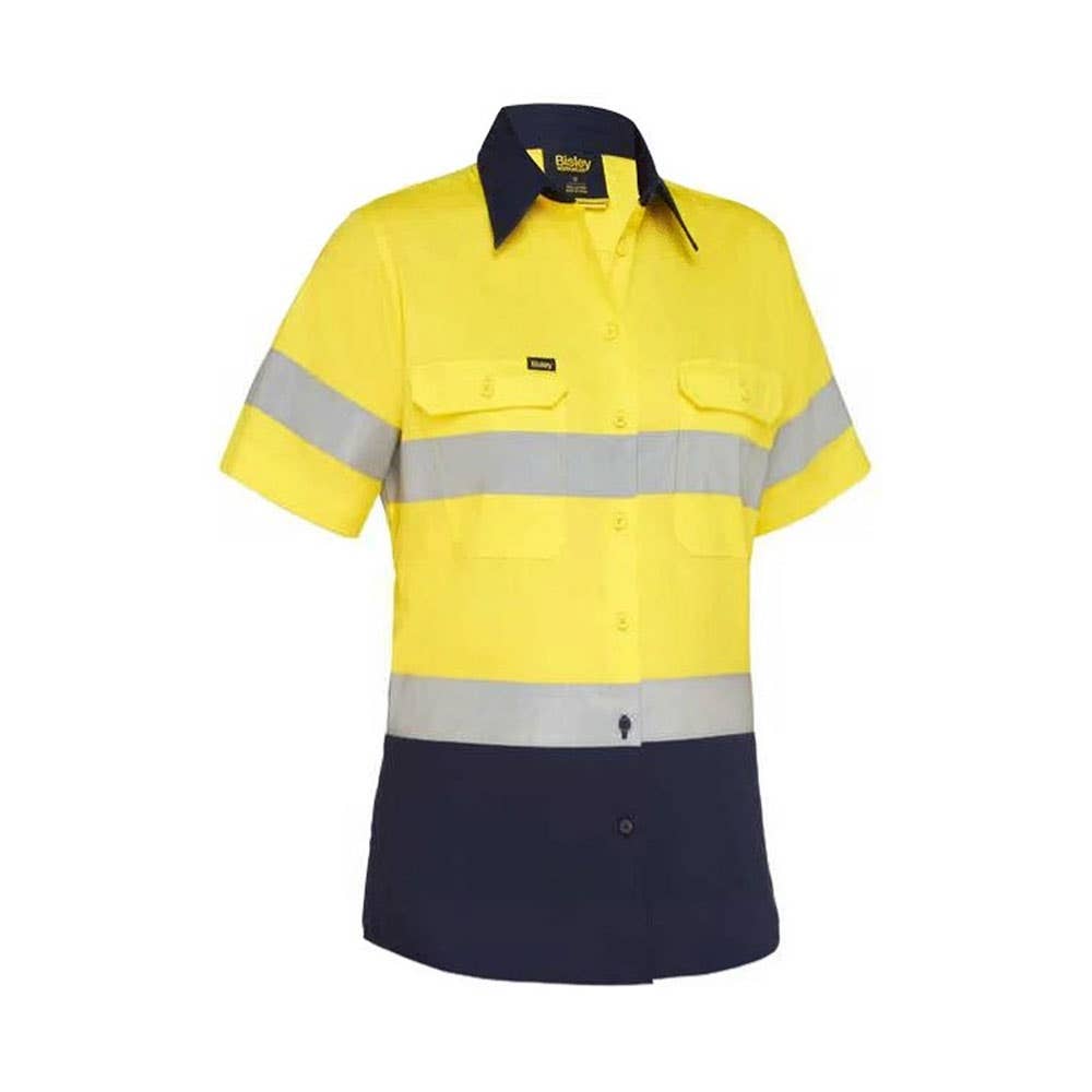 BL1896 Women's Hi-Vis SS Cool Drill Taped Shirt 155gsm Yellow/Navy 16 40048591 BL1896 TT0116